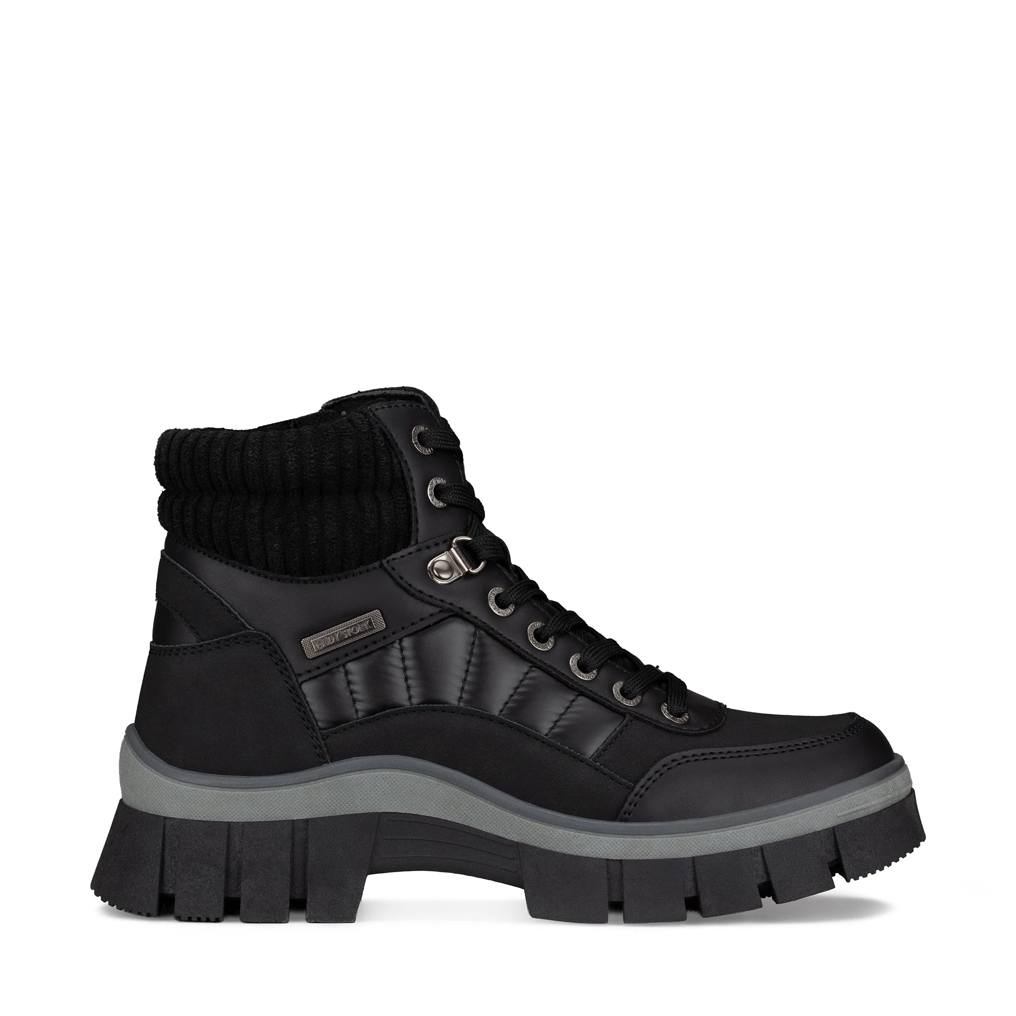 Lady Stork Bota Anabel Cano Curto Salto Bloco Sintético Cinza