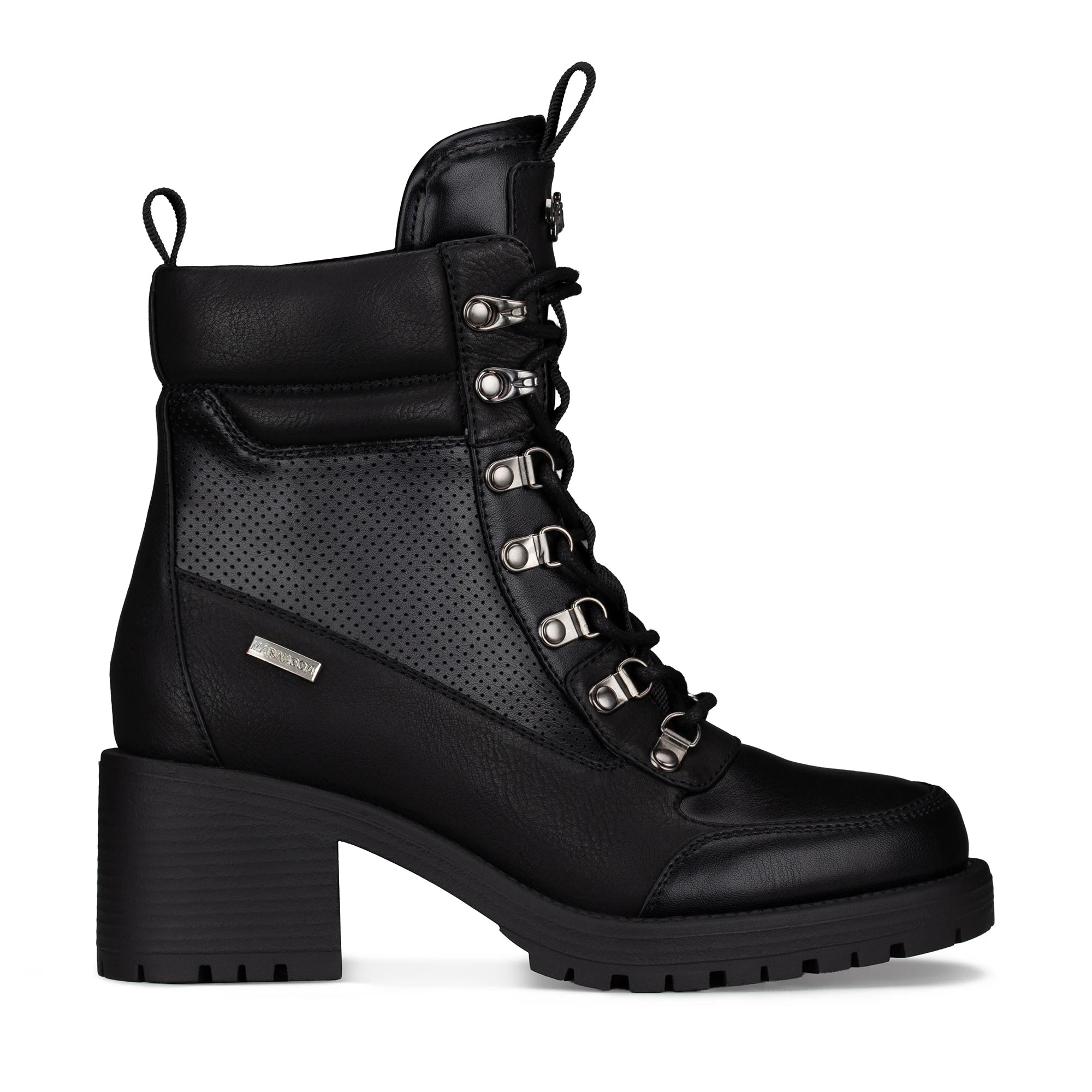 Lady Stork Bota Amapola Cano Curto Salto Bloco Sintético Preto