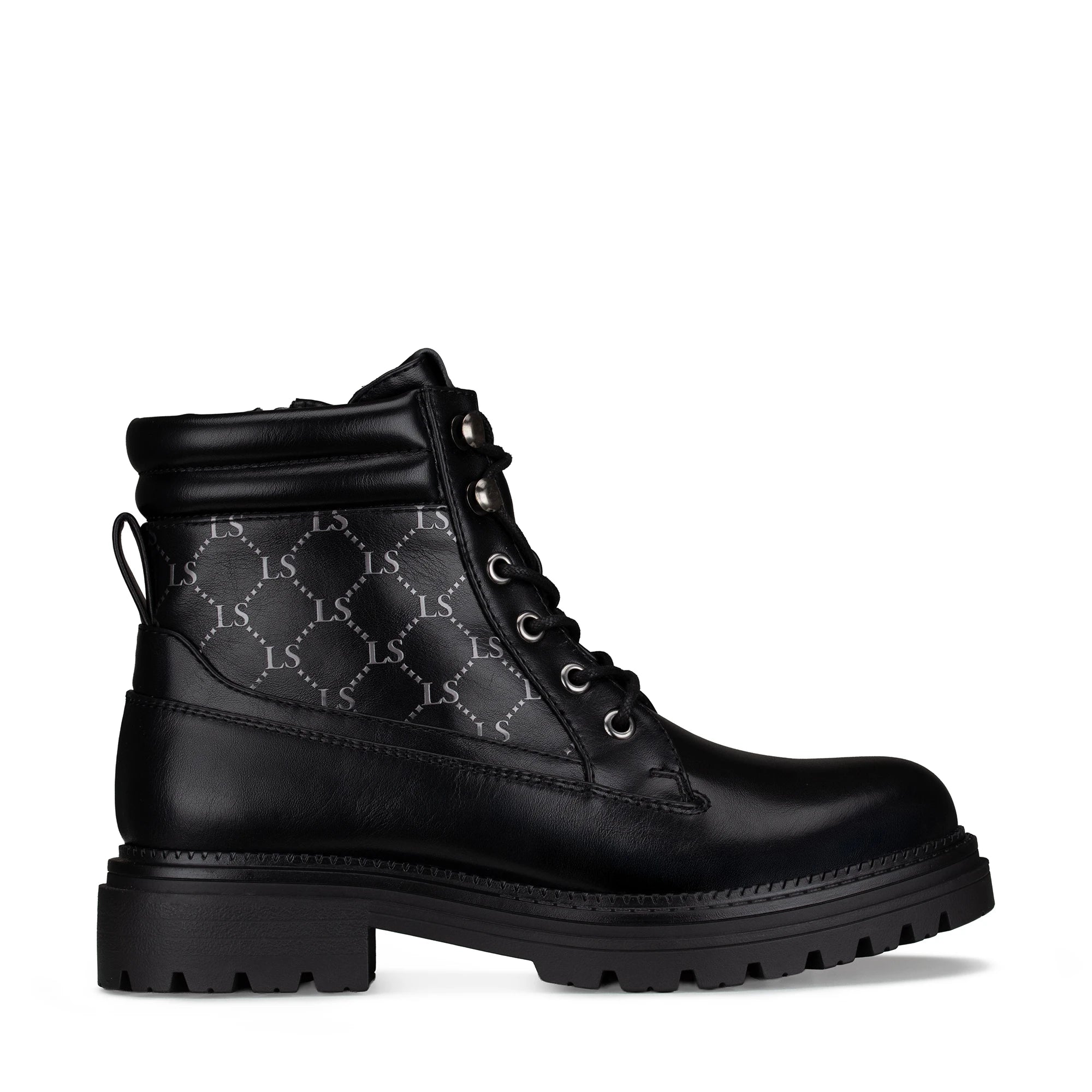 Lady Stork Bota Abelia Cano Curto Salto Bloco Sintético Preto