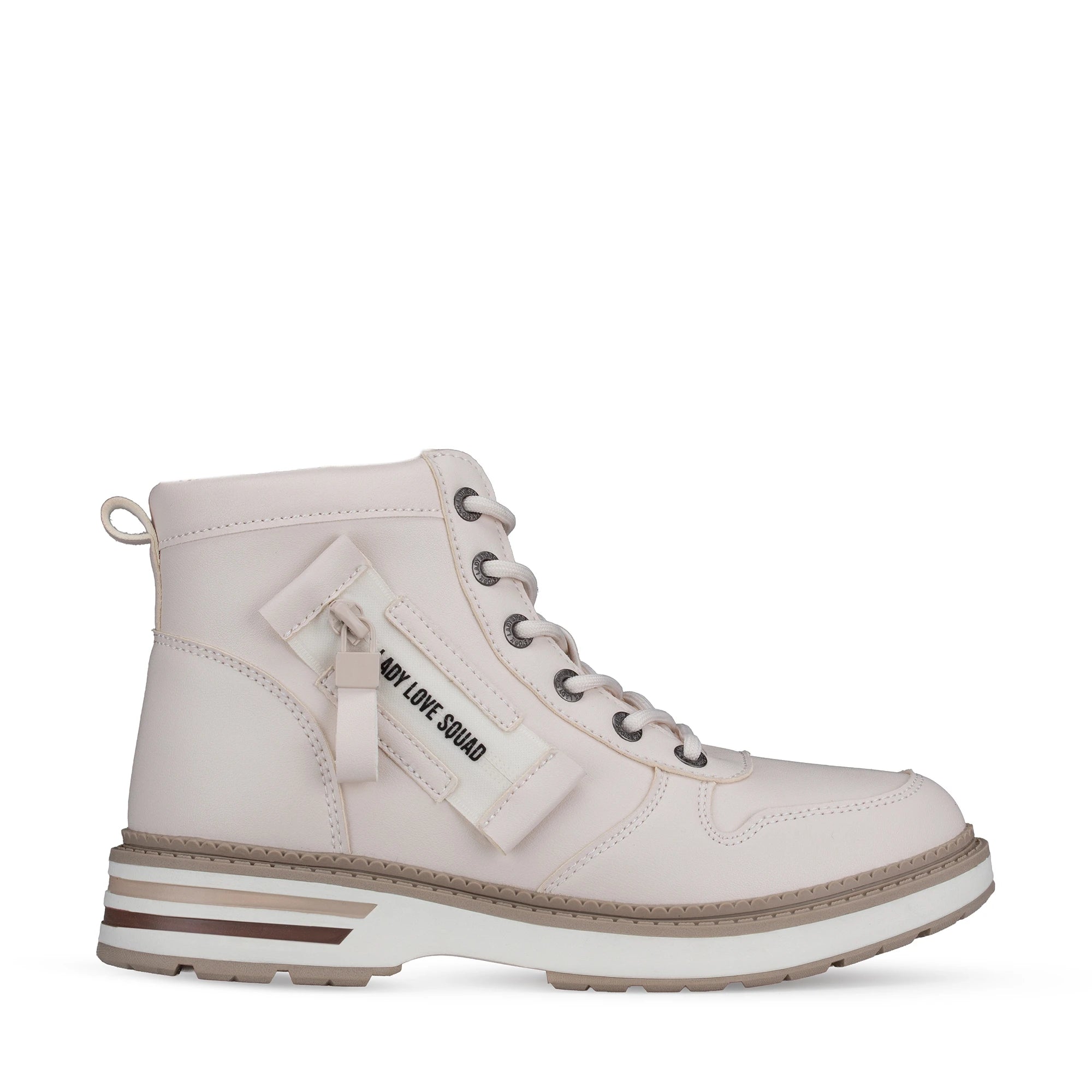 Lady Stork Bota Alma Cano Curto Salto Bloco Sintético Tiza