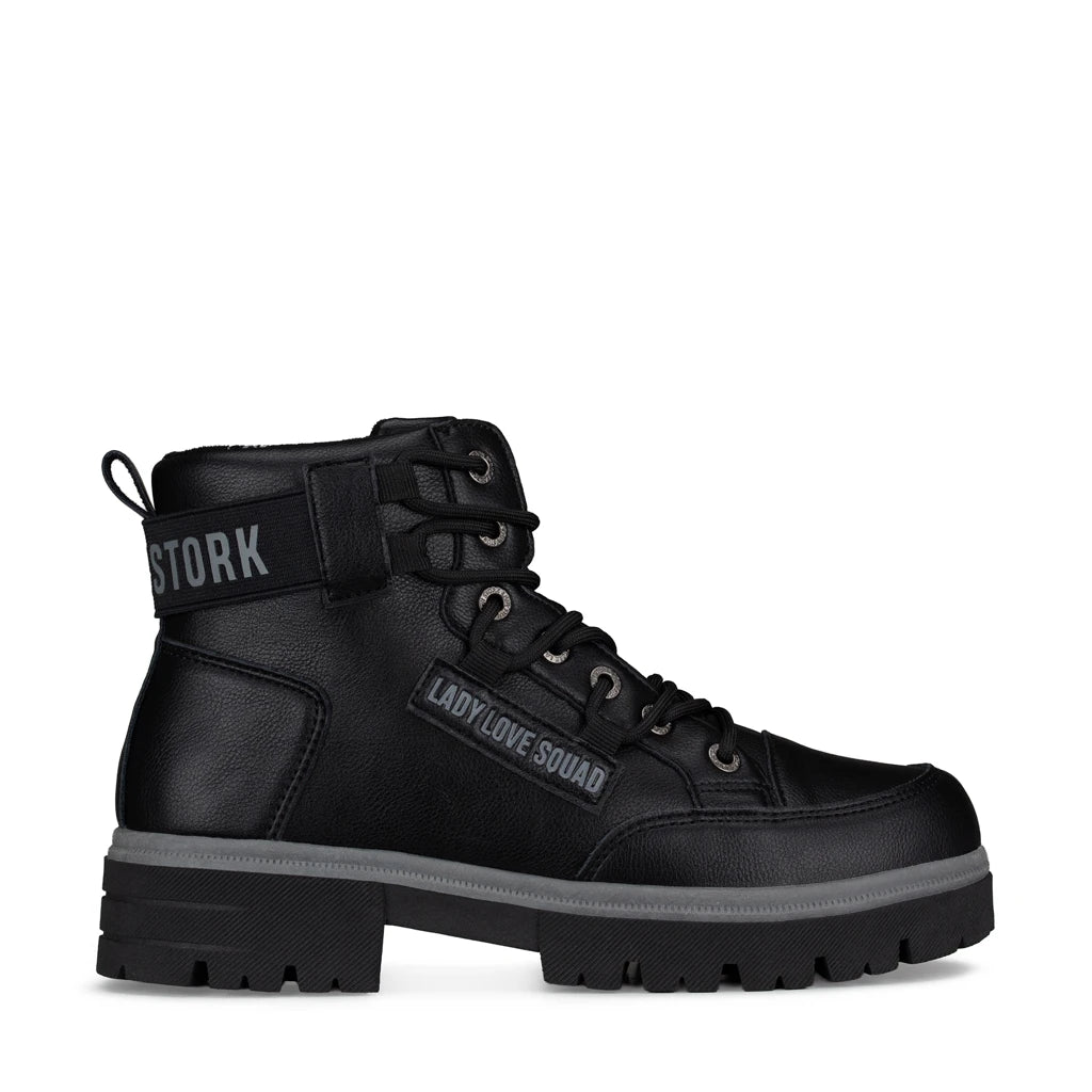 Lady Stork Bota Anabel Cano Curto Salto Bloco Sintético Cinza