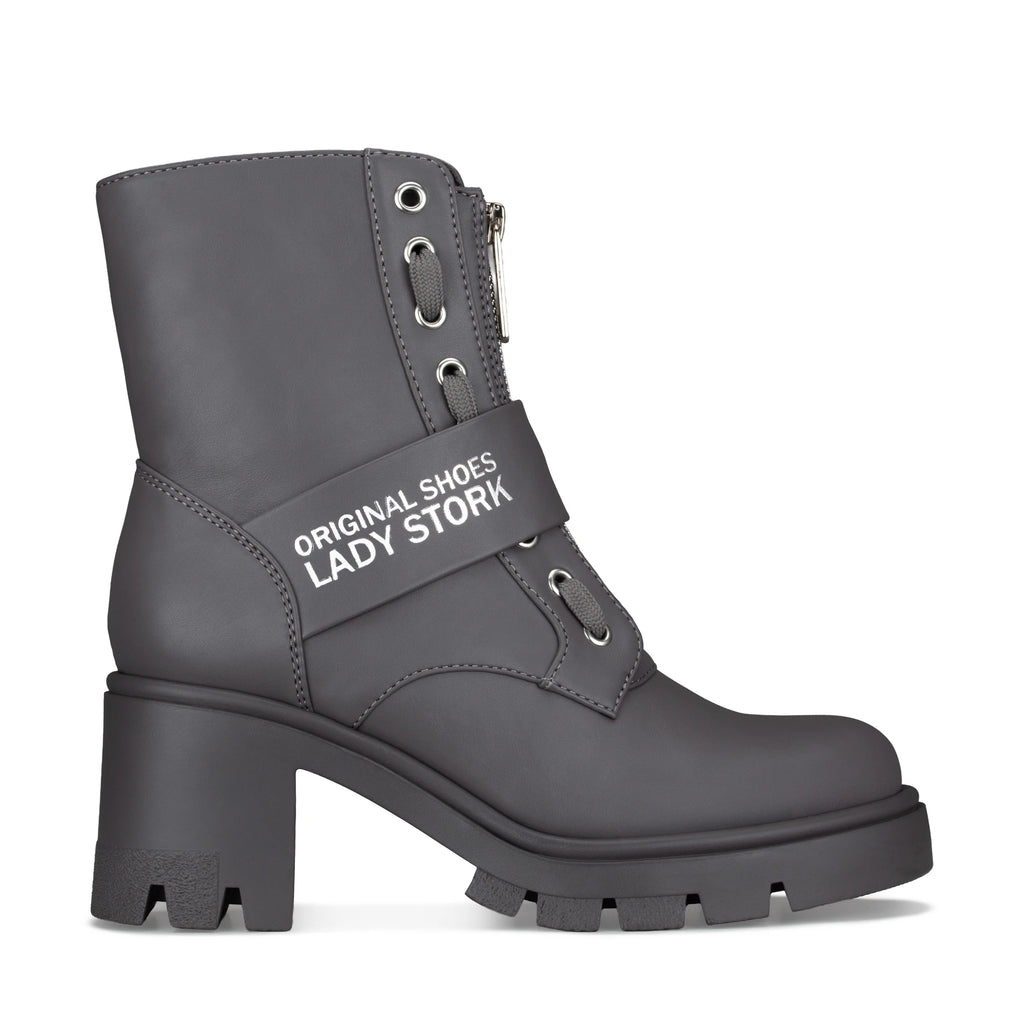 Lady Stork Bota Abelia Cano Curto Salto Bloco Sintético Preto